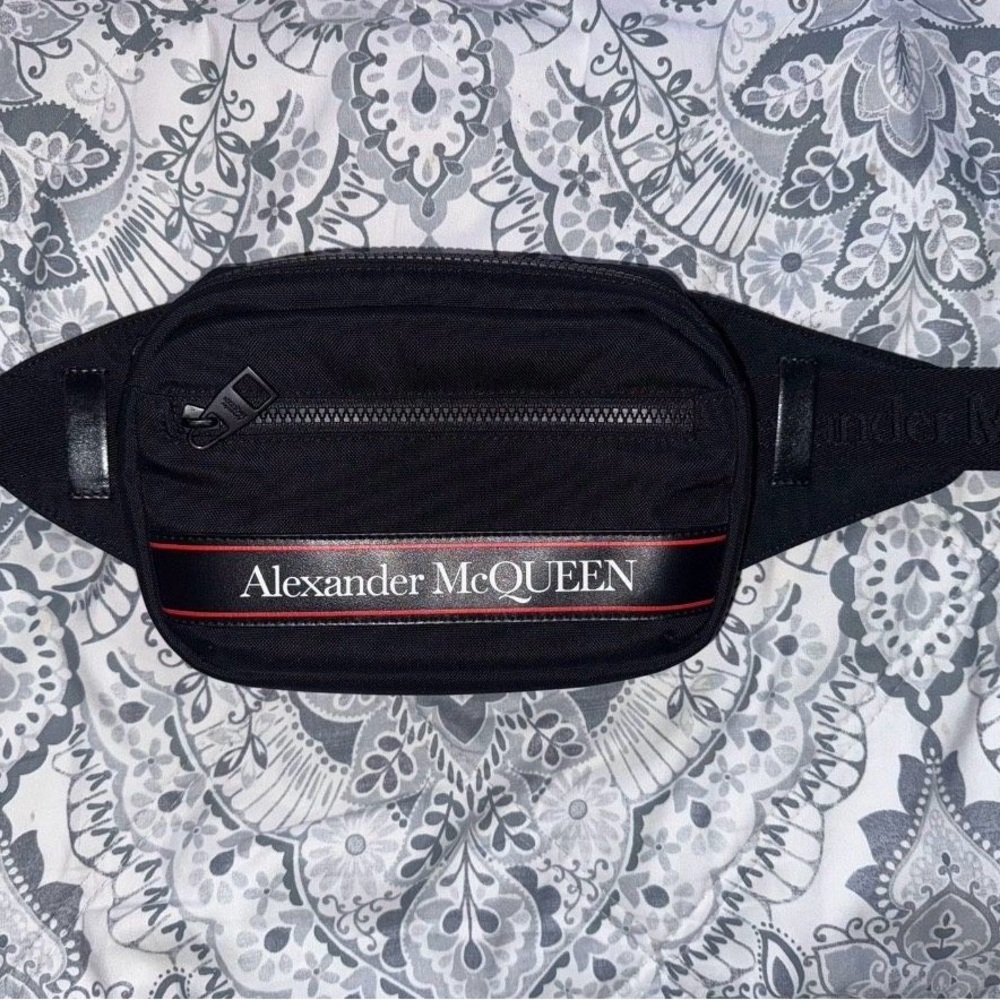 Alexander McQueen Black and Red Belt Bag